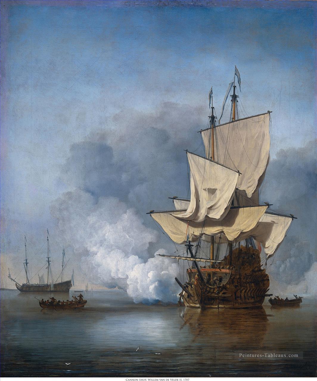 Het Kanonschot Willem de Velde II 1707 Navire de guerre Peintures à l'huile